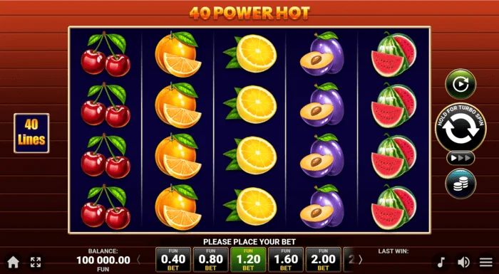 40 Power Hot Coin Boost leikjaskjár